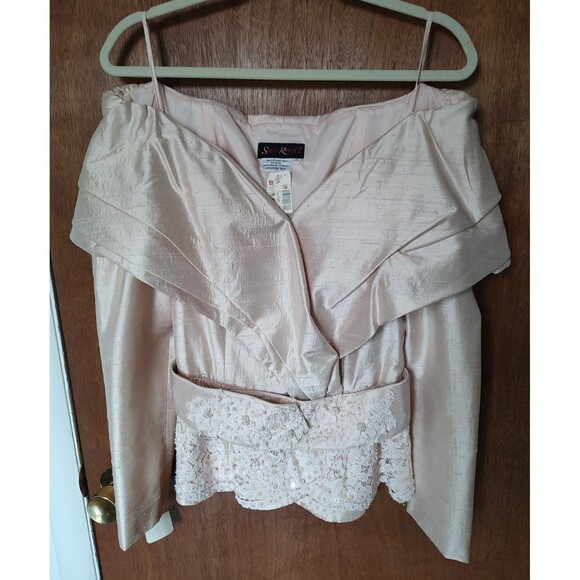 NOS vintage Saint Romei sz 10 light pink 100% silk two piece suit w/belt - Picture 2 of 16